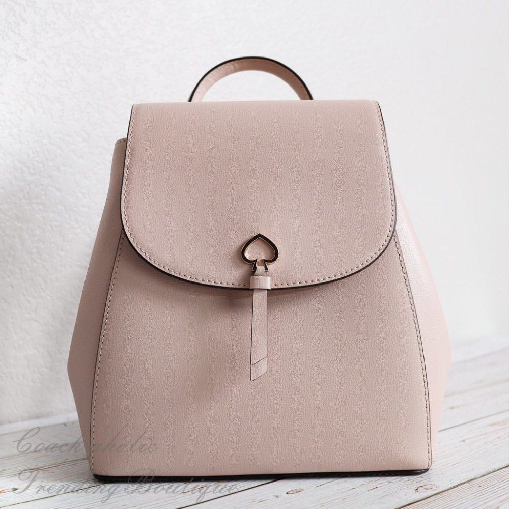 NWT Kate Spade Adel Flap Backpack in Warmbeige - Picture 3 of 12